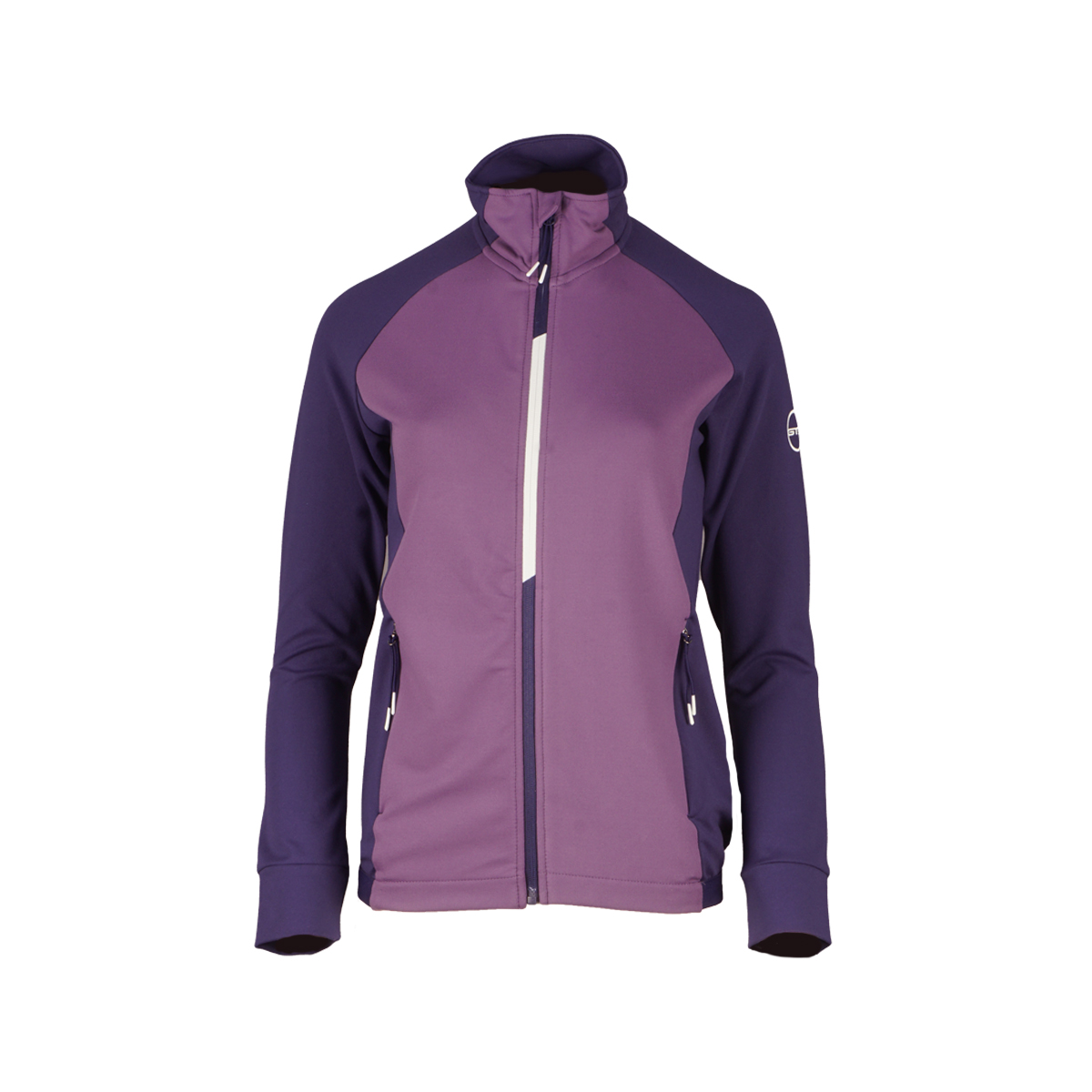 Outdoorjacke in lila mit weißem Reißverschluss von GTS Sports